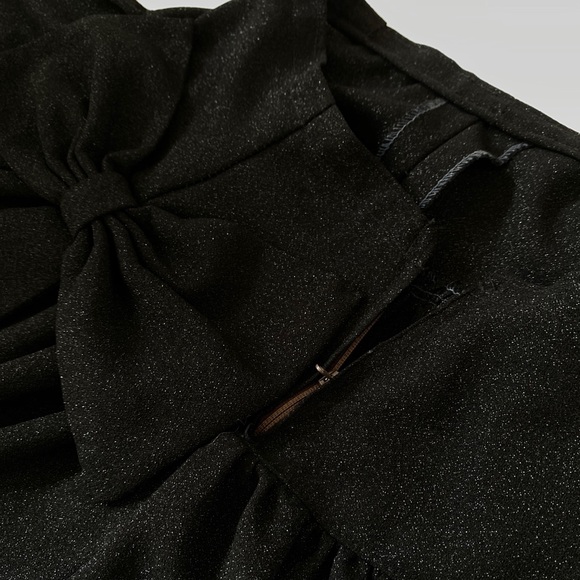 Girls’ High-Waisted Glitter Black Skirt with Bow - Picture 5 of 5